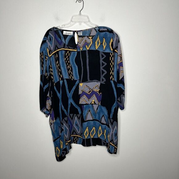 Silhouettes Gauzy Crinkle Abstract Top Womens 4X Rayon Artsy Art To Wear Boho - Picture 5 of 11